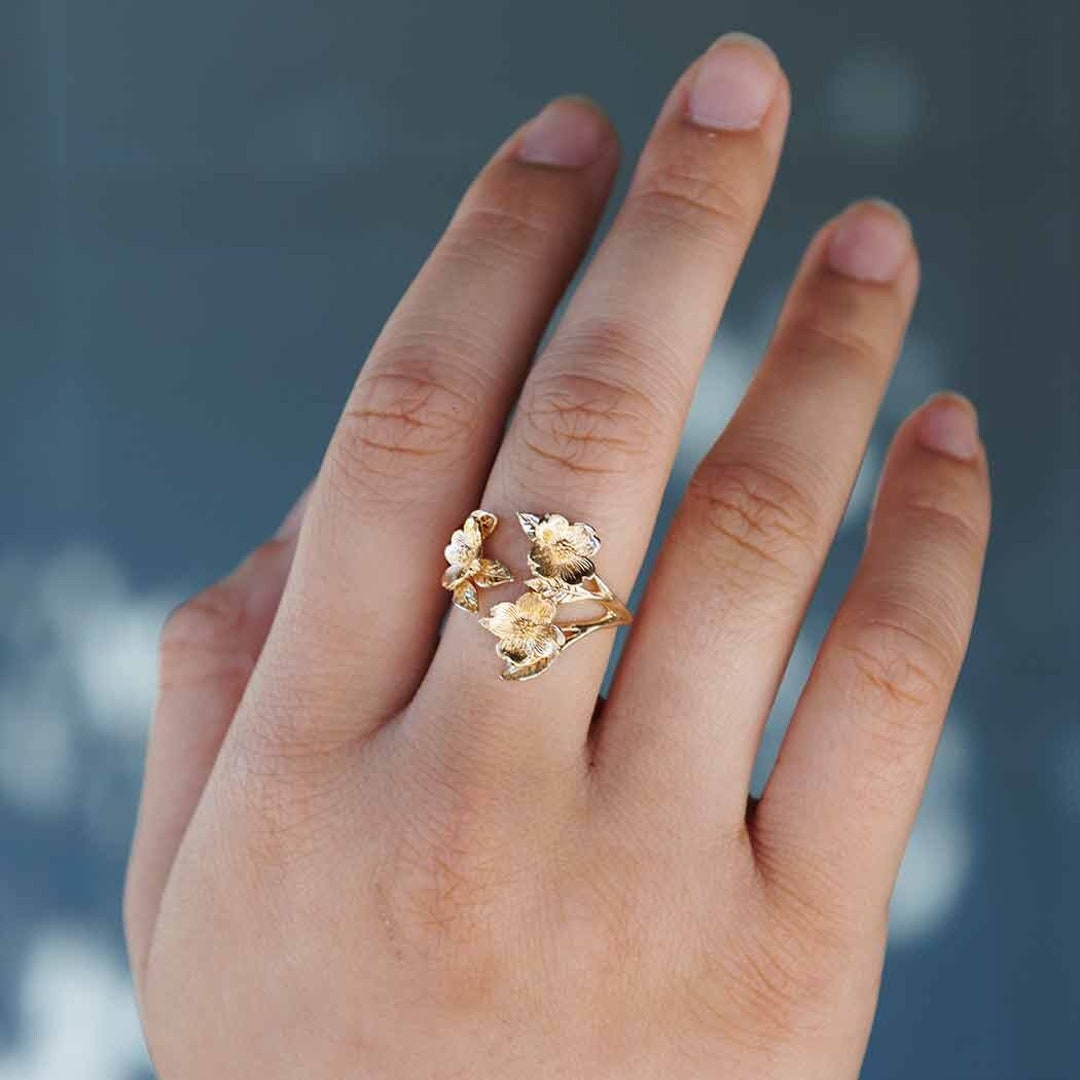 •DOGWOOD BLOSSOM• adjustable recycled silver ring
