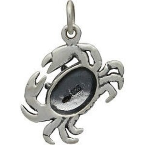 Sterling Silver Crab Charm. 925 Sterling Silver Crab Jewelry. Crab Necklace. Cancer Necklace. image 2