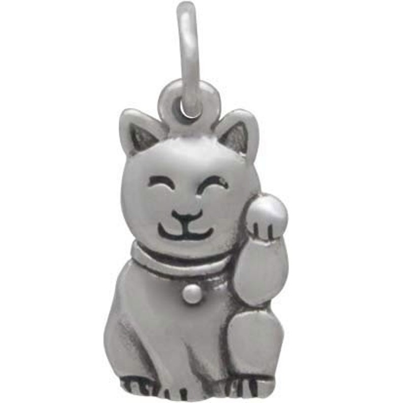 Sterling Silver Lucky Cat Charm. 925 Lucky Cat Jewelry. Lucky Etsy