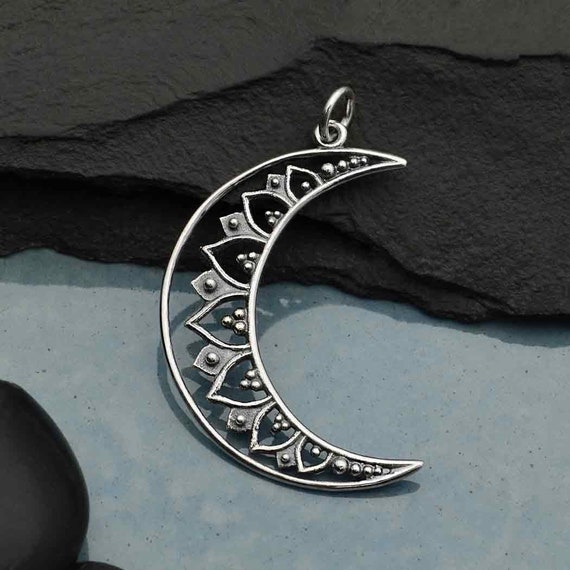 Crescent Moon Necklace Sterling Silver Polished Finish Crescent Moon Necklace Sterling Silver Polished Finish