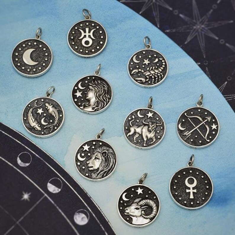 Sterling Silver Astrology Charm. Leo Charm. Zodiac Charms. Etsy