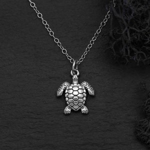 Sea Turtle Necklace Sterling Silver 925 Sea Turtle Charm Silver Sea Turtle Jewelry