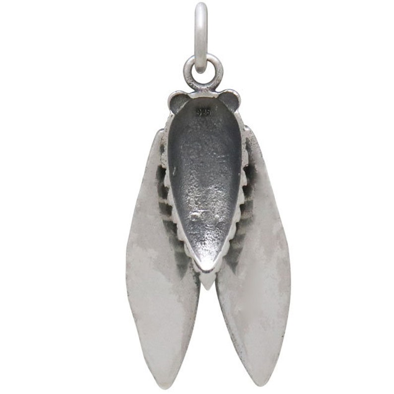 Sterling Silver Cicada Charm. 925 Solid Sterling Silver Cicada Pendant. Cicada Jewelry. image 5