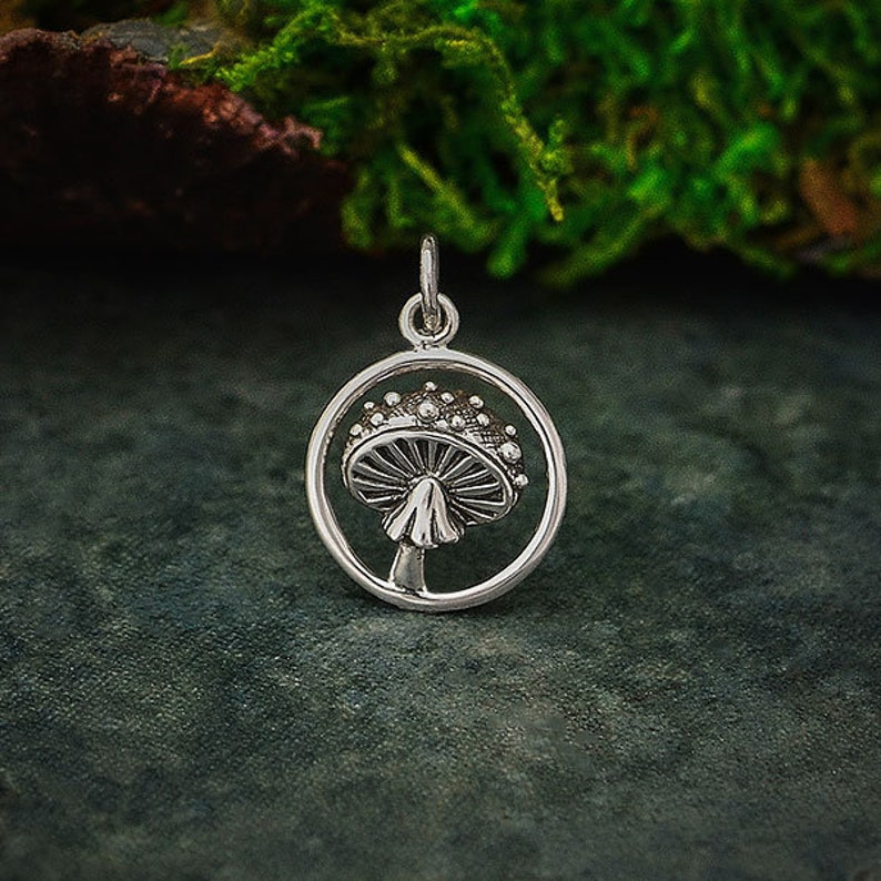 Sterling Silver Mushroom Ring - Cute Magical Red Mushroom Jewelry Gift For Women