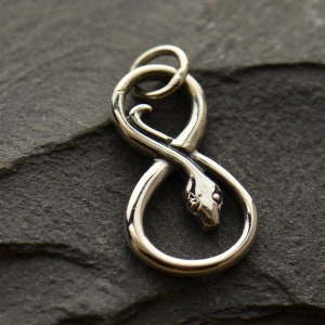 Sterling Silver Infinity Snake Charm .925 Sterling Silver Snake Charm. Infinity Snake Necklace. Solid Sterling Silver Snake Pendant.