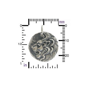 Lion Necklace Solid 925 Sterling Silver Round Lion Charm Necklace. Lion Coin Pendant. image 2