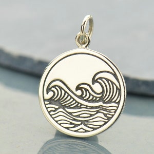 Sterling Silver Ocean Waves Charm. 925 Solid Sterling Silver - Etsy