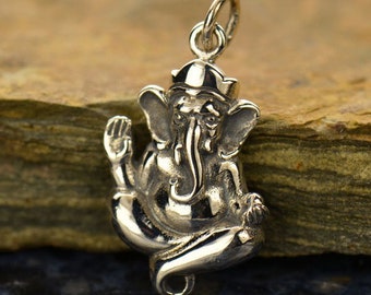 Sterling Silver Ganesh Charm 925 Sterling Silver Ganesha Pendant 23mm x 13mm Ganesha Necklace