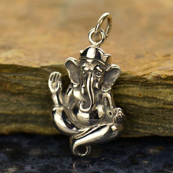 Sterling Silver Ganesh Charm 925 Sterling Silver Ganesha Pendant 23mm x 13mm Ganesha Necklace