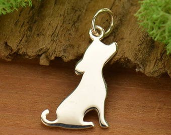 Sterling Silver Puppy Charm .925 Sterling Silver Dog Charm. Beagle Charm. Spaniel Charm Necklace.