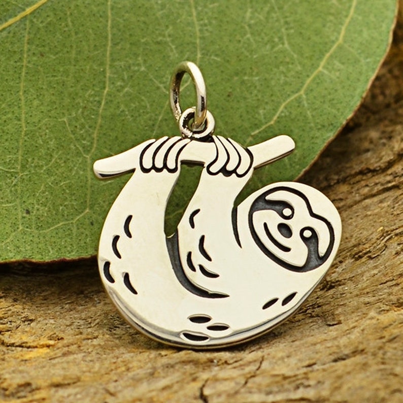 Sterling Silver Sloth Charm. Sloth Pendant. 925 Sterling Etsy