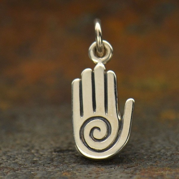 Sterling Silver Healing Hand Charm. 925 Solid Sterling Silver Charms. Wellness and Health Charm. Healing Hand Necklace.