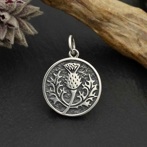 Thistle Charm .925 Sterling Silver Thistle Necklace Solid Sterling Silver Small Thistle Charm