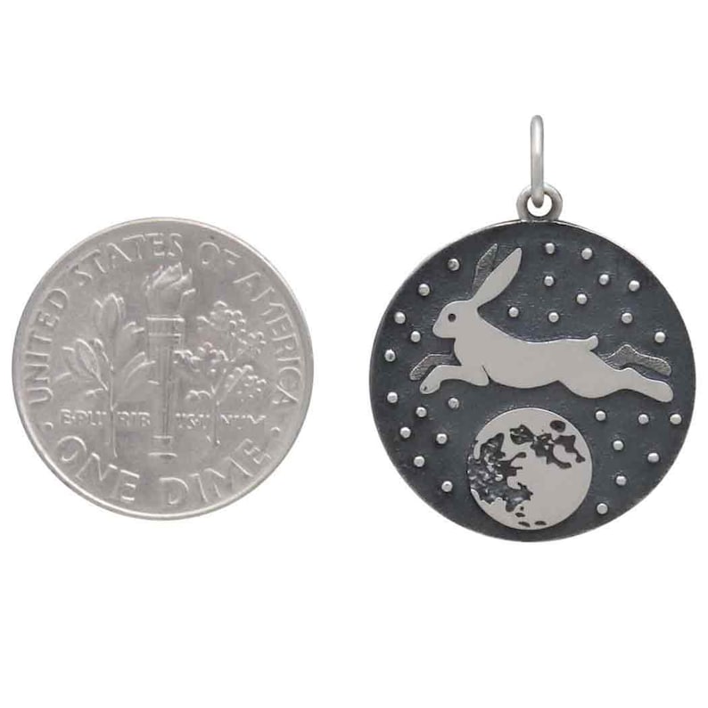 Jade Rabbit Charm Sterling Silver Rabbit Charm Rabbit Over the Moon Pendant Jade Rabbit ...
