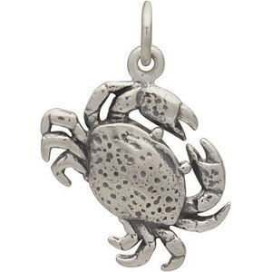 Sterling Silver Crab Charm. 925 Sterling Silver Crab Jewelry. Crab Necklace. Cancer Necklace. image 3