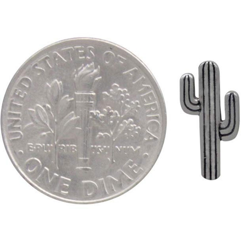 Sterling Silver Cactus Charm. 925 Solid Sterling Silver Cactus Pendant. Saguaro Cactus Necklace. image 7