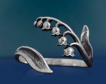 Lily of the Valley Gift Adjustable Ring - Sterling Silver