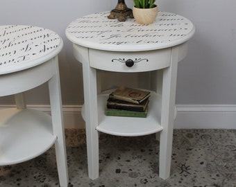 Amore Round White Side Tables / Night Stands