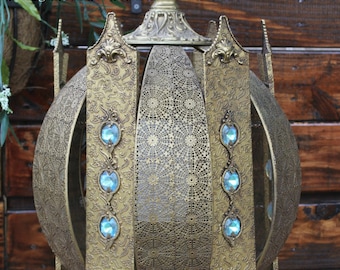 ON HOLD***** Mertensia Virginica Hollywood Regency Hanging Swag Lamp