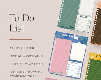 Floral Daily Agenda, Digital To do List Template and Task List