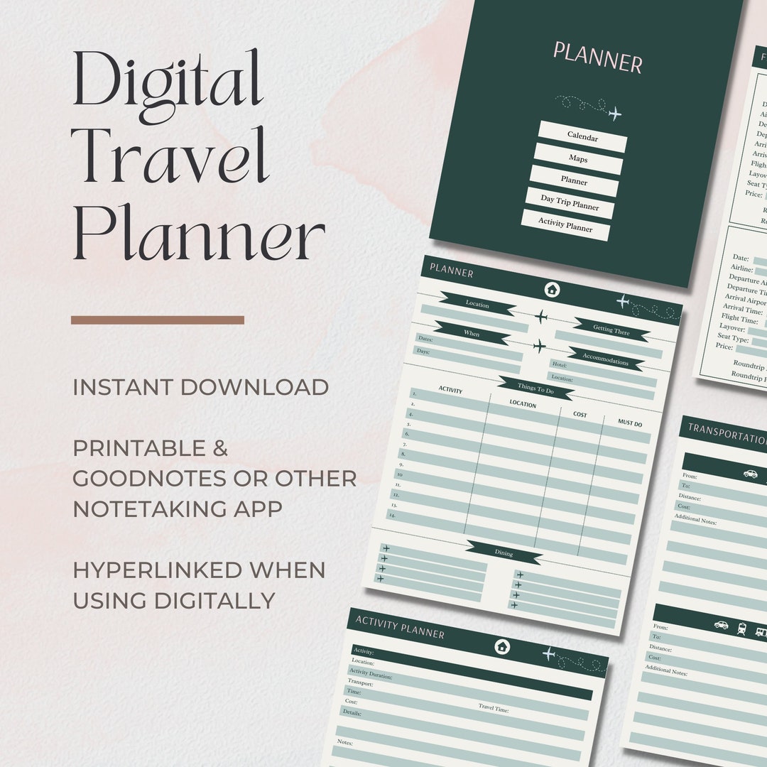 Digital Travel Planner, Printable Aesthetic Travel Journal and ...
