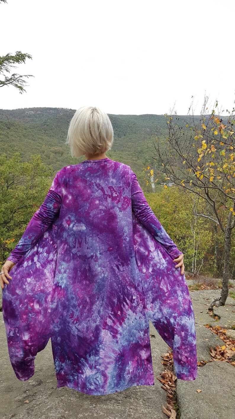 Tie dyed boho jacket long grey cardigan Tie dyed duster Grey long cardigan Grey open cardigan long boho jacket Tie dyed cardigan