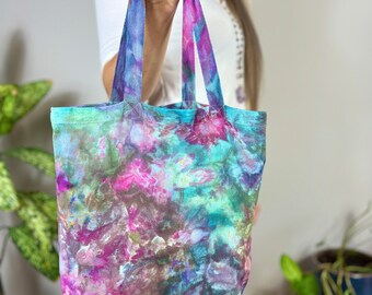 Hand-dyed tote bag, colorful tie dye bag, bright boho bag, Tie dyed beachbag, Tie dyed boho bag, boho beach bag, tie dye tote bag