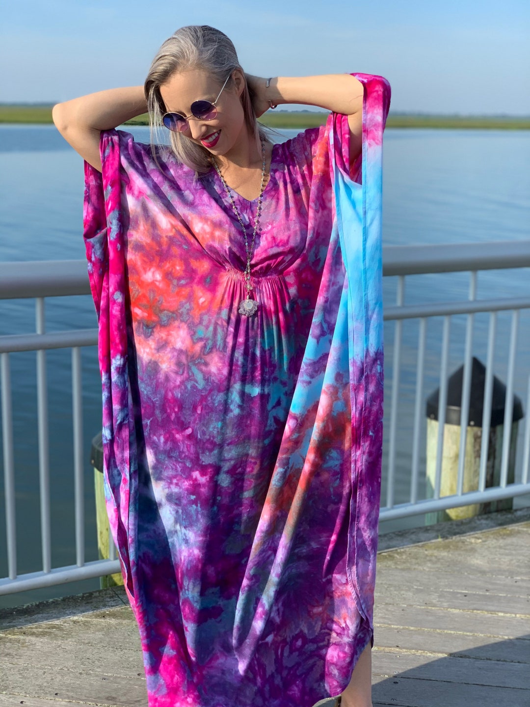 Colorful Tie Dye Dress Colorful Caftan Dress Tie Dyed Maxi - Etsy