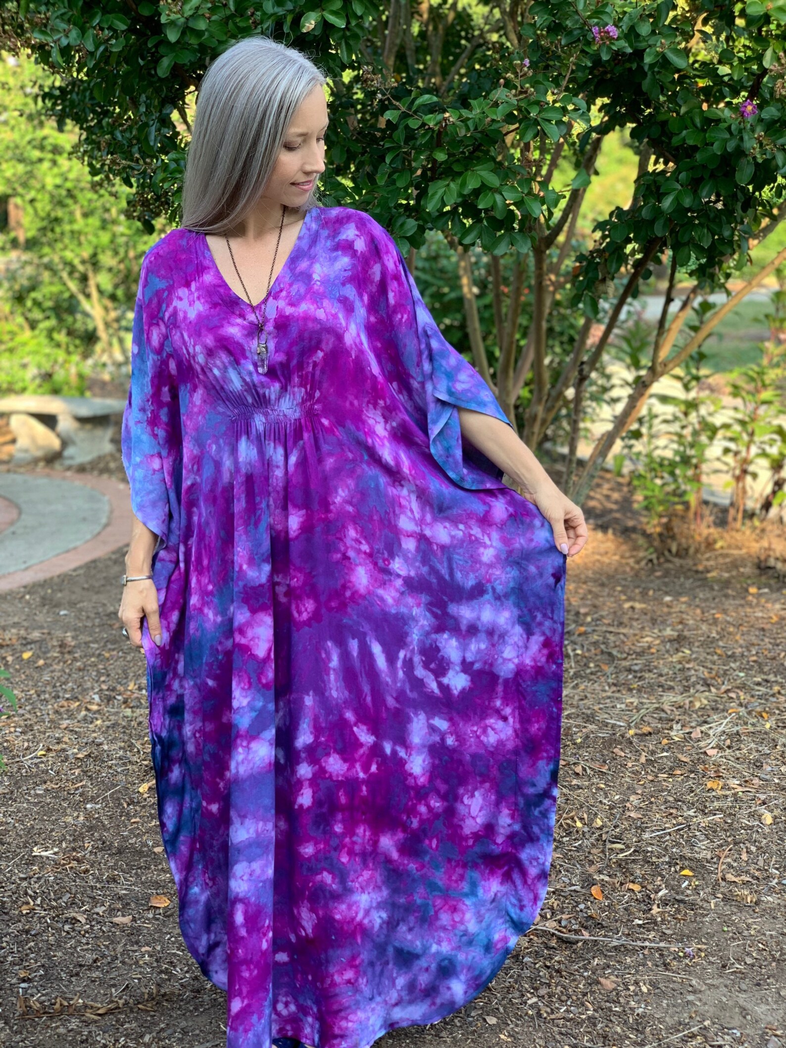 Tie dye boho dress Boho Maxi dress Purple caftan dress Tie Etsy