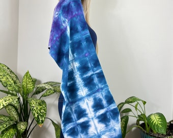 Colorful tie dye scarf, shibori tie dyed scarf, Tie dye accessories, colorful boho scarf,  Bohemian accessory, holiday gifts for her