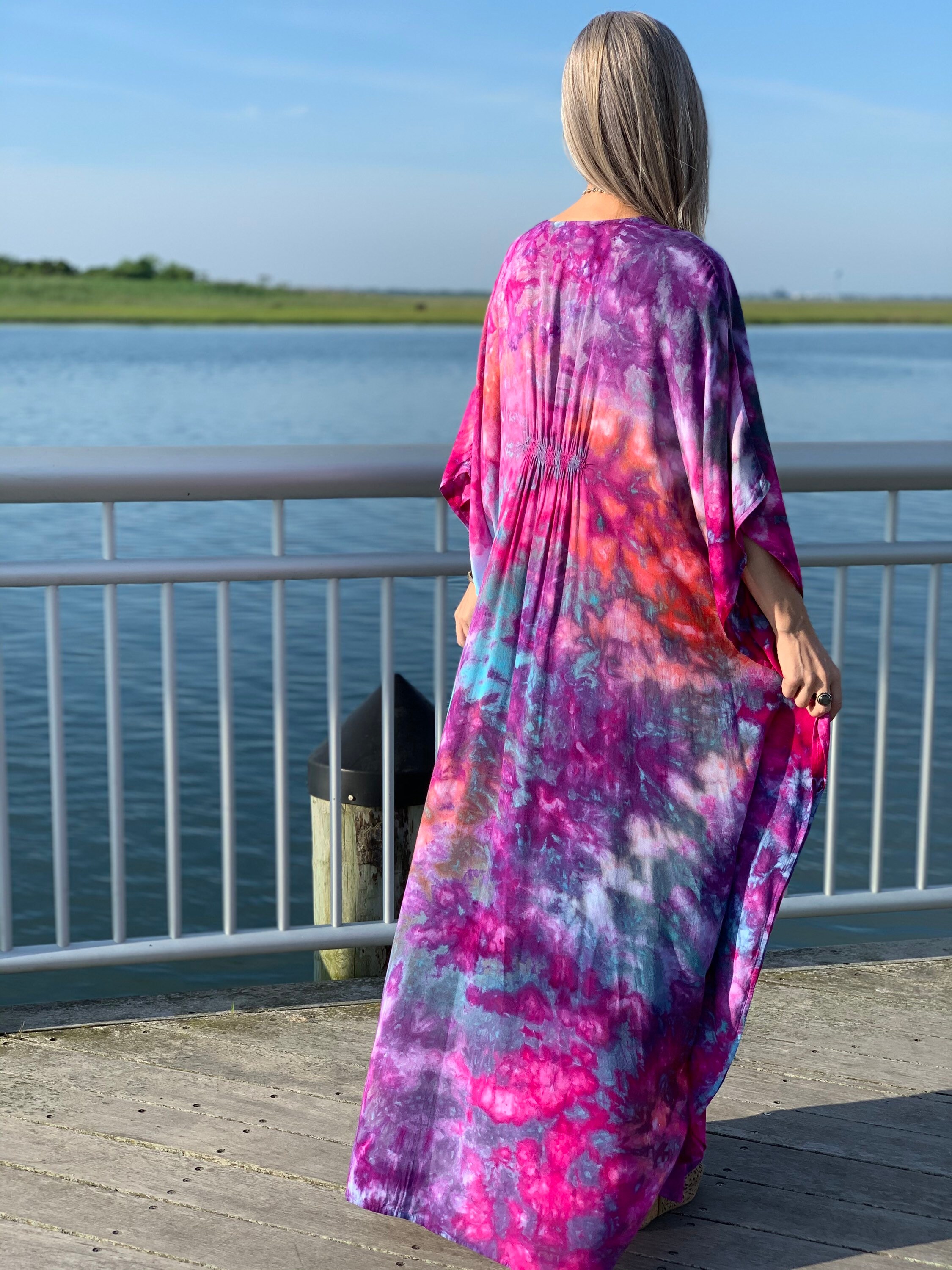 Colorful Tie dye dress colorful caftan dress Tie dyed maxi | Etsy