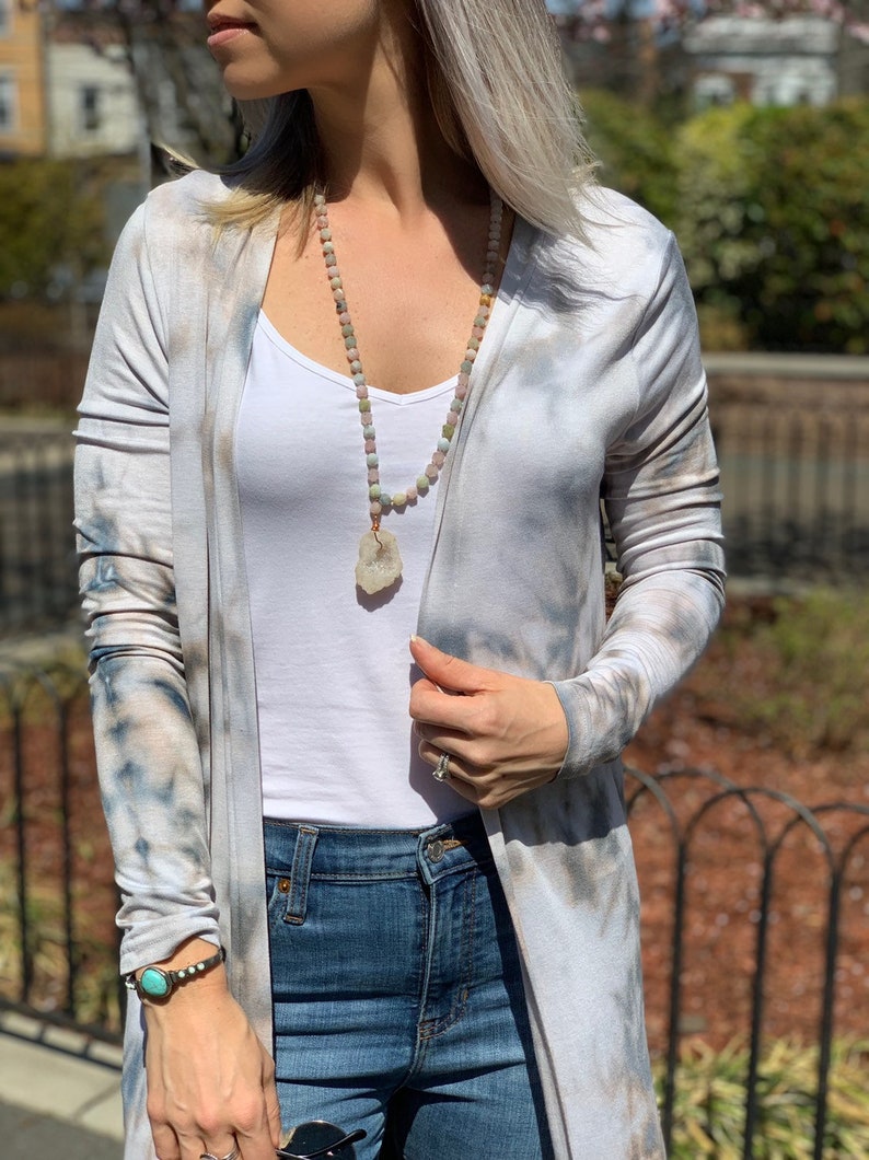 Tie dyed boho jacket long grey cardigan Tie dyed duster Grey long cardigan Grey open cardigan long boho jacket Tie dyed cardigan