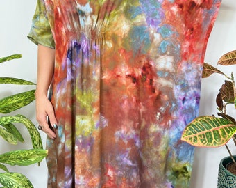 Colorful Tie dye dress, colorful caftan dress, Tie dyed maxi dress, loose boho dress, colorful boho dress, colorful maxi dress