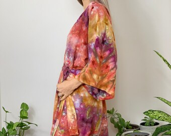 Colorful tie dyed robe, tie dye loungewear, boho kimono, tie dye jacket, boho kimono jacket, tie dye clothing, oversized Tie dye