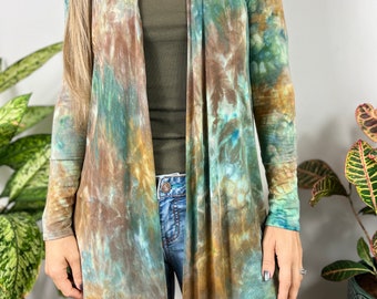 Earthy tie dye cardi, fall tie dye cardigan, colorful tie dye, Tie dye fashion, boho style cardigan, tie dye top