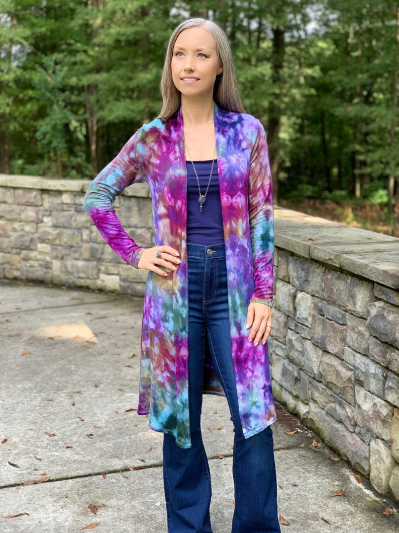 Colorful Tie Dye Duster Long Tie Dye Cardigan Colorful Tie | Etsy