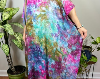 Colorful caftan dress, Tie dyed dress, Beach coverup, long boho dress, boho summer maxi dress, loose long dress, tie dyed caftan