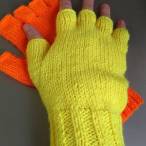 Neon Knitted Ladies Fingerless gloves image 1
