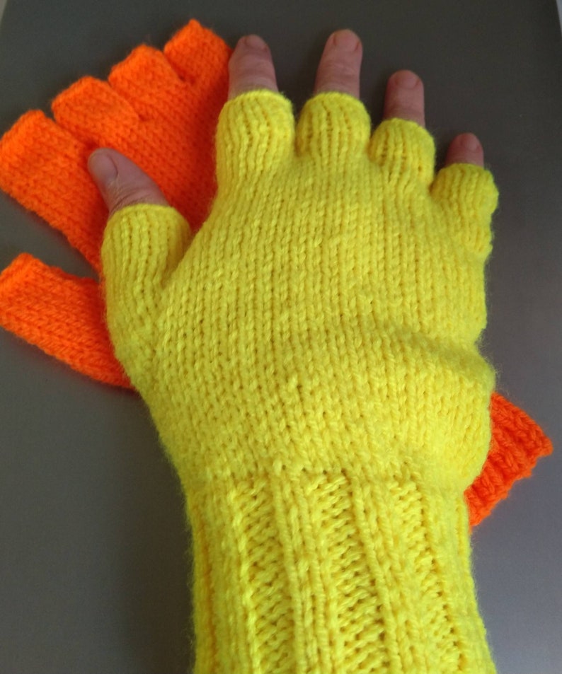 Neon Knitted Ladies Fingerless gloves image 1