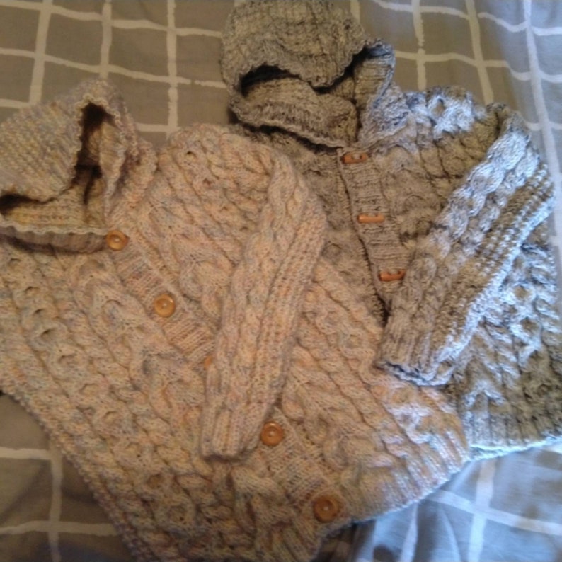 Aran knitted children hoodies 6-7 UK kids'