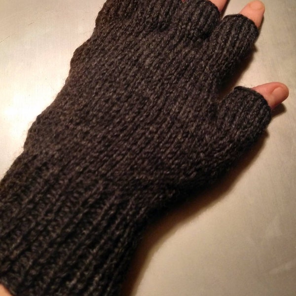 100% wool men's fingerless gloves