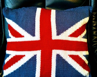 Union jack Aran knitted cushion