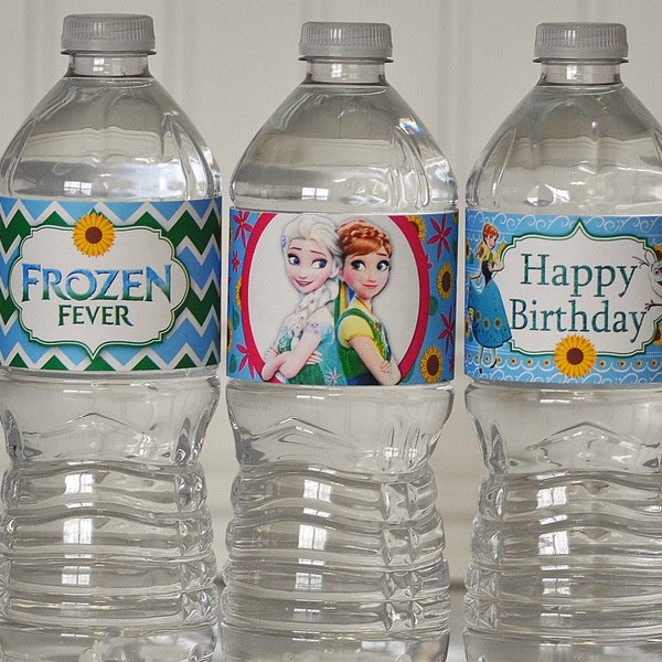 Frozen Fever Water Bottle Labels, Frozen Fever Invitation, Frozen Water Bottle, Frozen Fever Party Package, Frozen Fever Party
