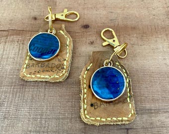 Juego de llaveros de cuero con forma de guante de hockey vintage - Cobre - Canadá - Hecho a mano