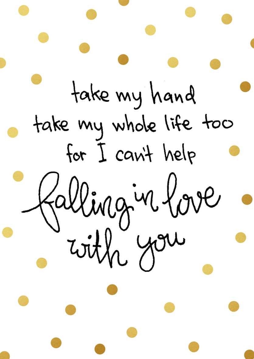 Can't Help Falling in Love With You Black Gold Hand Etsy