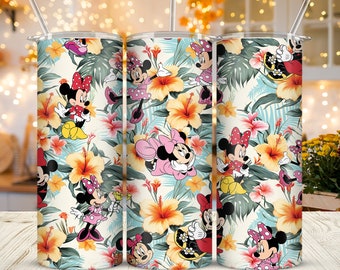 Tropical Forest Ddisney Mickey Mouse 20oz Skinny Tumbler Sublimation Cartoon Mickey Minnie Donald Groofy Tumbler Gift For Ddisney Lover Girl