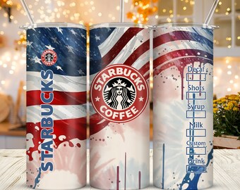 Vintage American Flag Starbucks 20oz Skinny Tumbler Sublimation 4th Of July Independence Patriotic Starbucks Tumbler Gift For American