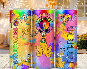 Gradient Dripping Mickey Mouse 20oz Skinny Tumbler Sublimation Cartoon Ddisney Groofy Pluto Donald Sstarbucks Tumbler Gift For Ddisney Lover