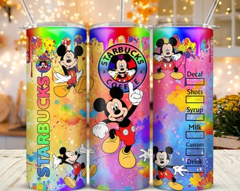 Gradient Dripping Mickey Mouse 20oz Skinny Tumbler Sublimation Cartoon Ddisney Groofy Pluto Donald Sstarbucks Tumbler Gift For Ddisney Lover