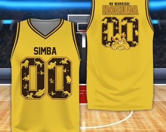 Custom Disneyy Hakuna Llion King Simba Game Day Basketball Jersey Ddisney Cartoon B-Ball Jersey Basketball Outfit For Basketball Fan Boy Kid
